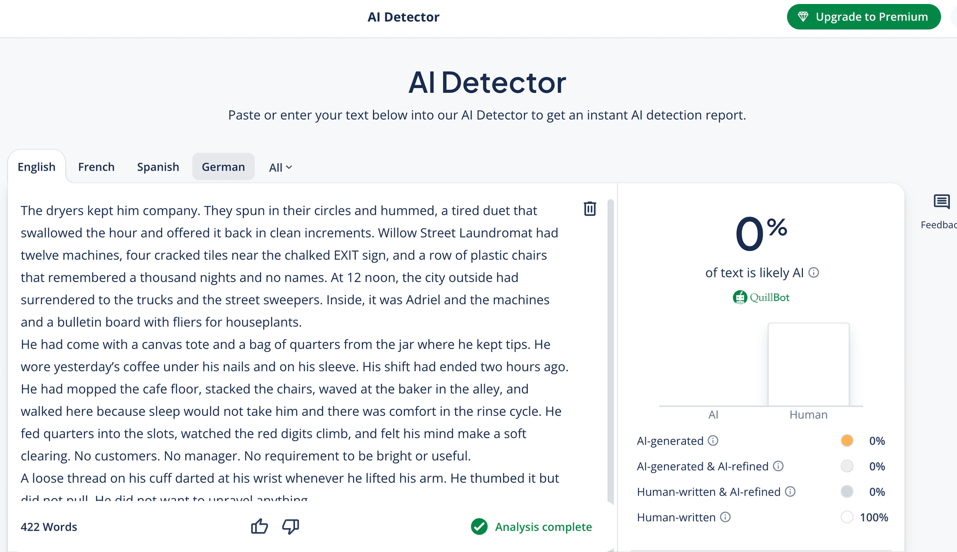 Quilbot 0% AI Written
